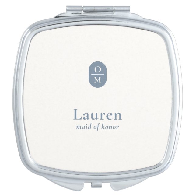Dusty Blue | Wedding Monogram Bridesmaid Gift  Compact Mirror (Front)