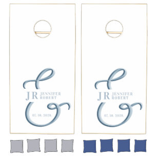 Dusty Blue Wedding Monogram Cornhole Set