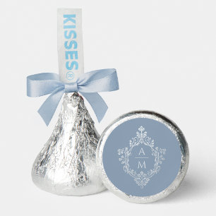 Dusty Blue Wedding Monogram Crest Elegant Vintage Hershey®'s Kisses®