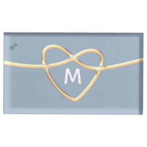 Dusty Blue Wedding Monogram Place Card Holder