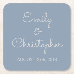 Dusty Blue Wedding or Reception Simple Coasters