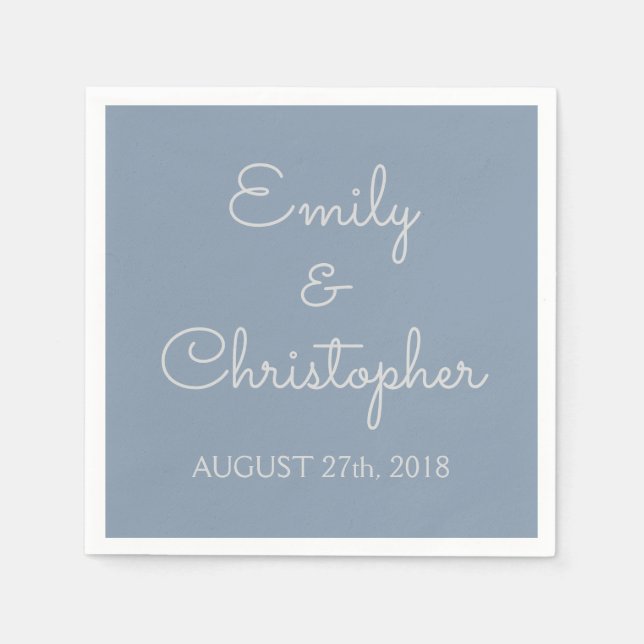 Dusty Blue Wedding or Reception Simple Napkins (Front)