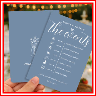 Dusty Blue Wedding Order of Events Program