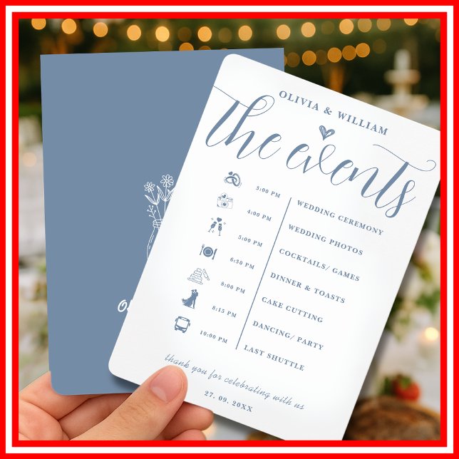 Dusty Blue Wedding Order of Events Program (Creator Uploaded)