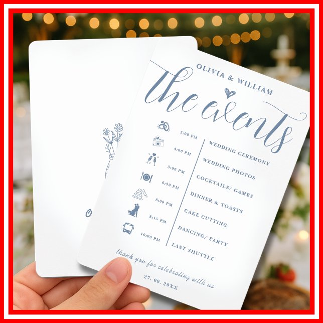 Dusty Blue Wedding Order of Events Program (Creator Uploaded)