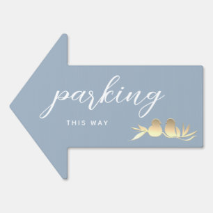 Dusty Blue Wedding Parking Arrow Sign