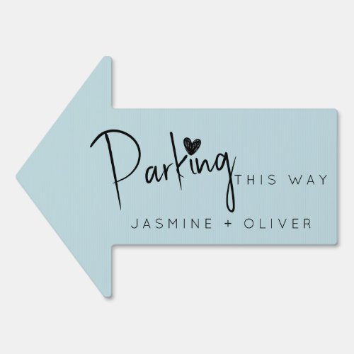 dusty blue wedding parking arrow sign