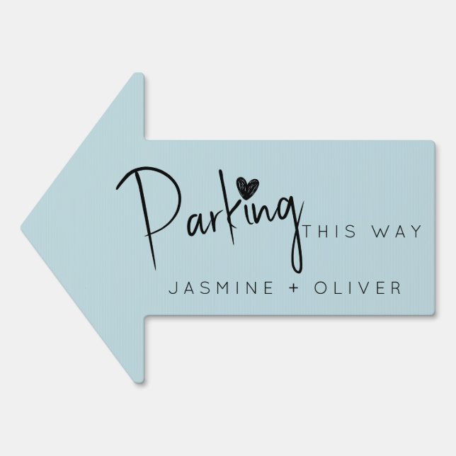 dusty blue wedding parking arrow sign (Front)