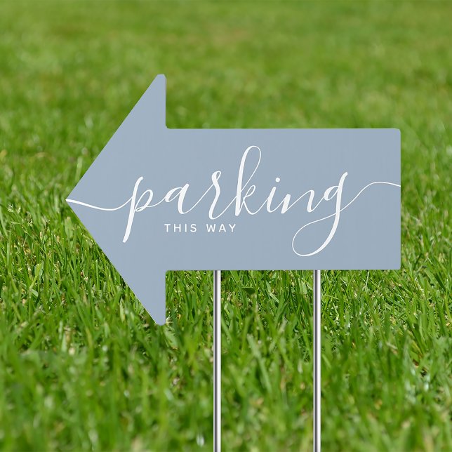 Dusty Blue Wedding Parking Direction Sign (Creator Uploaded)