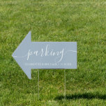Dusty Blue Wedding Parking This Way Arrow Sign