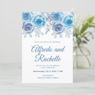 dusty blue wedding peony rose floral wedding invit invitation