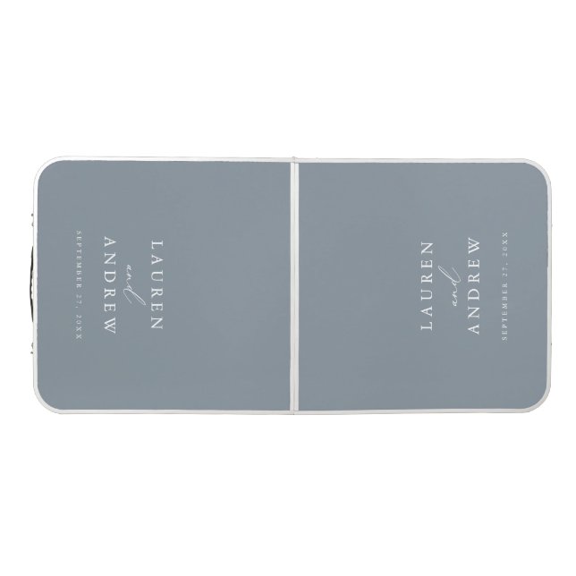 Dusty Blue Wedding Personalized Beer Pong Table (Top)