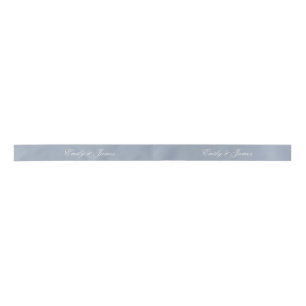Dusty Blue Wedding Personalized Name Satin Ribbon