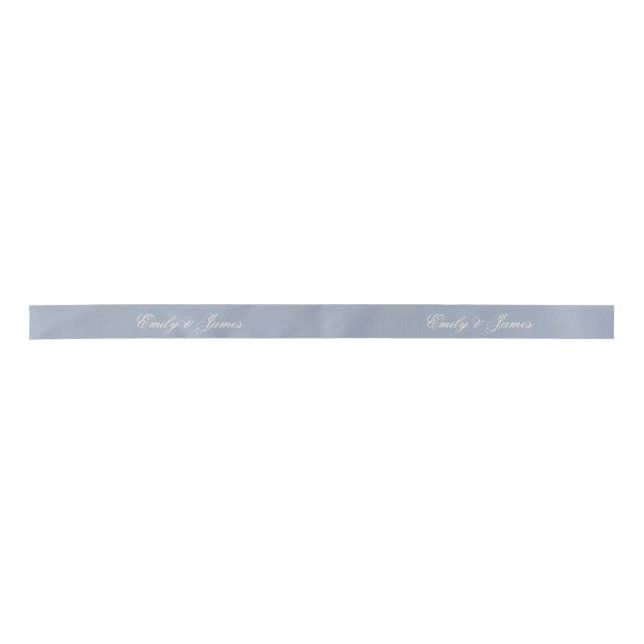 Dusty Blue Wedding Personalized Name Satin Ribbon (Front)