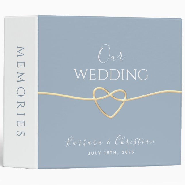 Dusty Blue Wedding Photo Album 3 Ring Binder (Front/Spine)