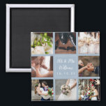 Dusty Blue Wedding Photo Collage Thank You Magnet<br><div class="desc">Personalize with your eight favourite wedding photos,  name and special date to create a unique photo collage,  memory and gift. A lovely keepsake to treasure! You can customize the background to your favourite color. Designed by Thisisnotme©</div>