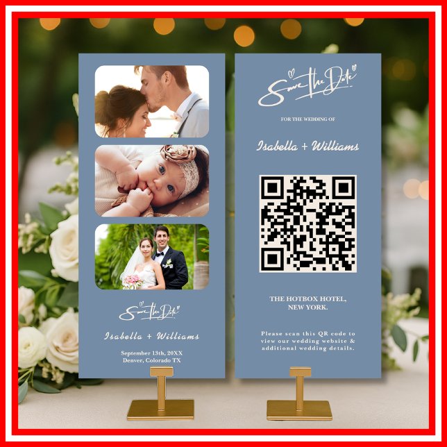 Dusty Blue Wedding Photo QR Code Elegant (Creator Uploaded)