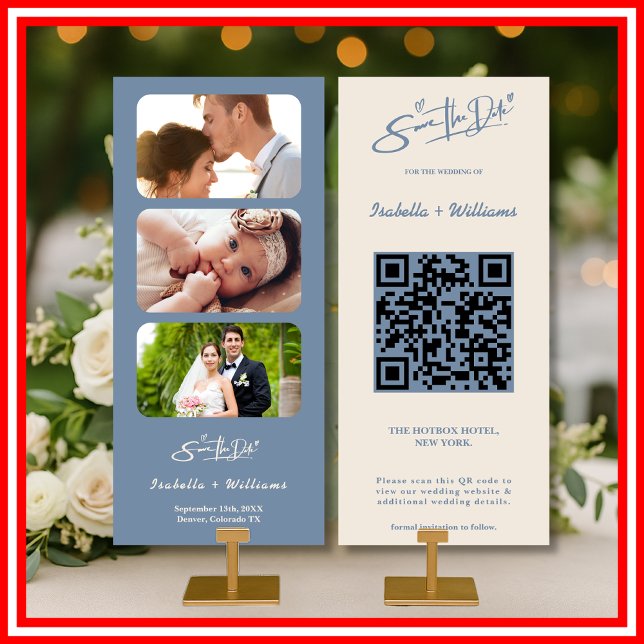 Dusty Blue Wedding | Photo QR Code Save the Dates (Creator Uploaded)