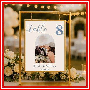 Dusty Blue Wedding   Photo Table Number Poster
