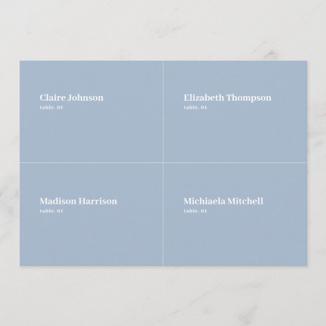 Dusty Blue Wedding Place Card DIY (Front)