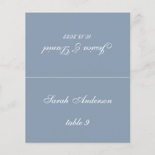 Dusty Blue Wedding Place Card _ Printed Guest Name