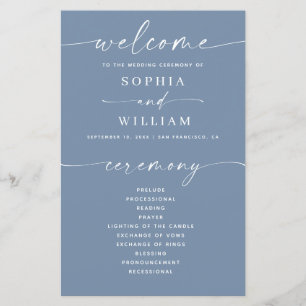 Dusty Blue Wedding Program Coastal Ceremony
