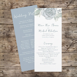 Dusty Blue Wedding Program Elegant Floral