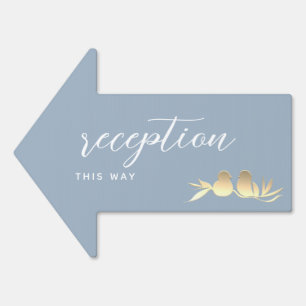 Dusty Blue Wedding Reception Arrow Sign