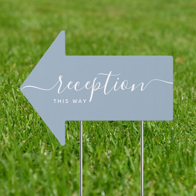 Dusty Blue Wedding Reception Arrow Sign (Creator Uploaded)
