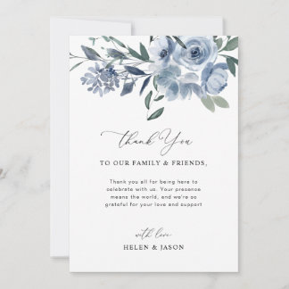 Dusty Blue Wedding Reception Table Thank You
