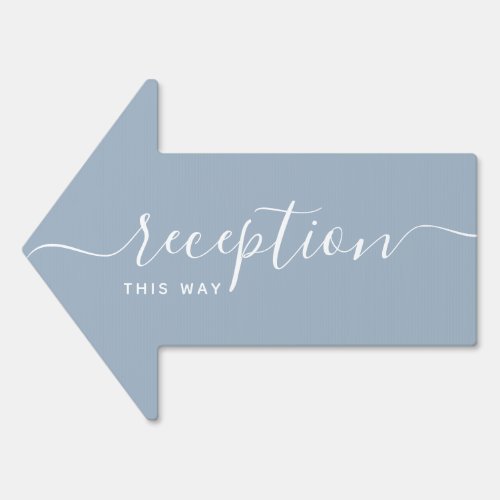 Dusty Blue Wedding Reception This Way Arrow Sign