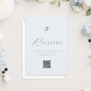 Dusty Blue Wedding Registry QR Code Card