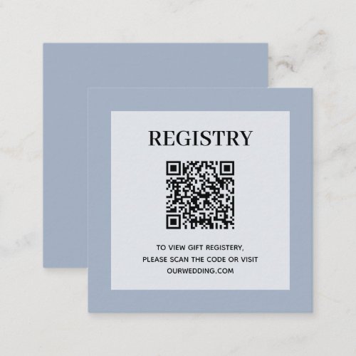 Dusty Blue Wedding Registry QR Code Enclosure Card
