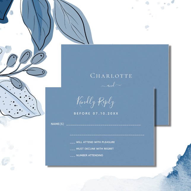 Dusty blue wedding response RSVP Note Card (Creator Uploaded)