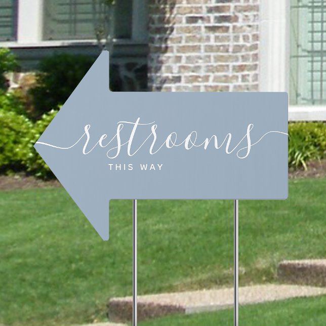 Dusty Blue Wedding Restrooms Arrow Sign (Creator Uploaded)