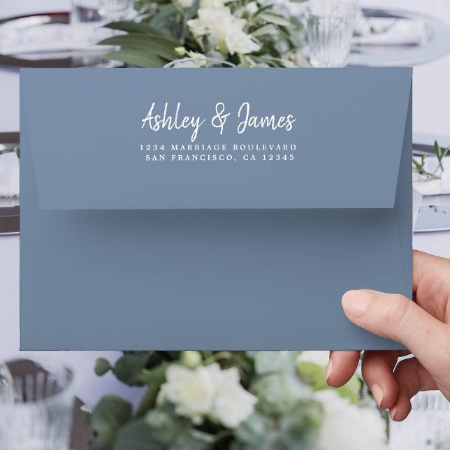 Dusty Blue Wedding Return Address Envelope (Creator Uploaded)