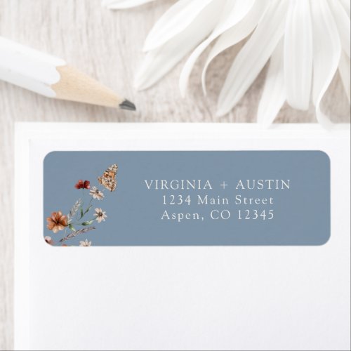 Dusty Blue Wedding Return Address Label