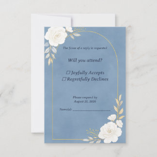 Dusty Blue Wedding RSVP Card