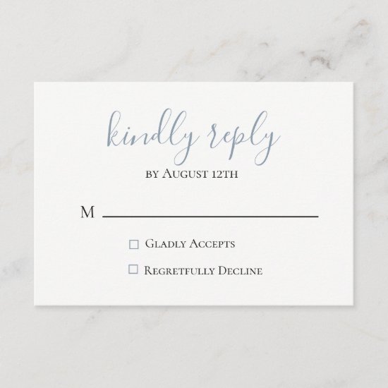 Dusty Blue Wedding RSVP Card