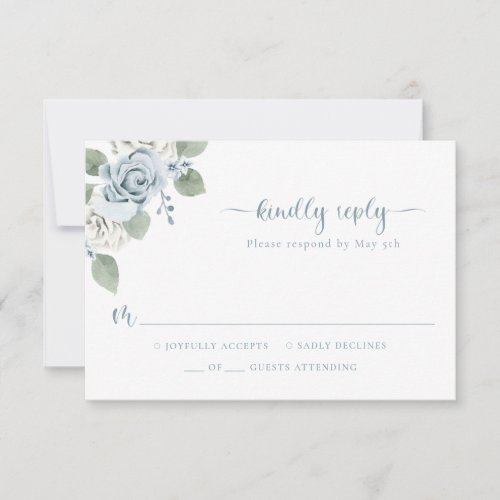 Dusty Blue Wedding RSVP Card
