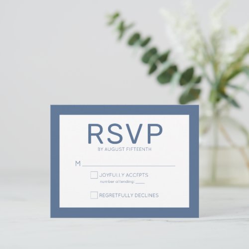 Dusty Blue Wedding RSVP Invitation Postcard