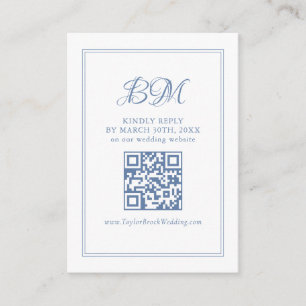 Dusty Blue Wedding RSVP QR code Enclosure Card