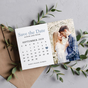 Dusty Blue Wedding Save The Date Calendar Photo by heartlocked at Zazzle