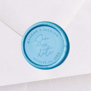 Dusty Blue Wedding Save The Date Envelope Wax Seal Stamp