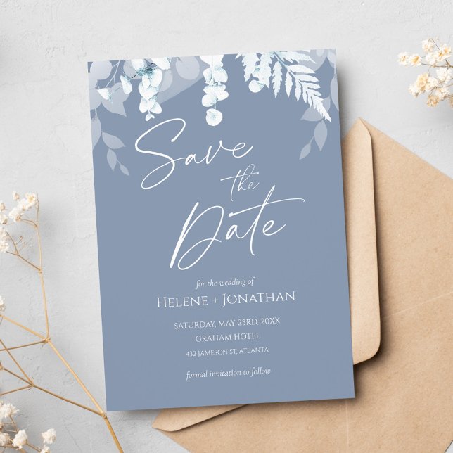 Dusty Blue Wedding Save The Date Invitation (Creator Uploaded)