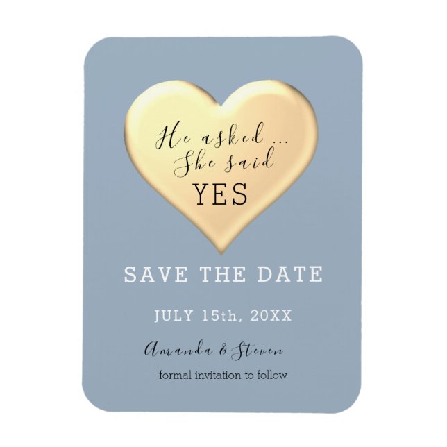 Dusty Blue Wedding Save The Date Invitation Magnet (Vertical)