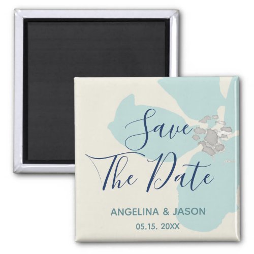 Dusty Blue Wedding Save The Date Invitation Magnet