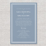 Dusty Blue Wedding Script Budget Ceremony Program<br><div class="desc">Elegant, minimalist dusty blue & white budget wedding ceremony program features a simple modern design with a double framed border in crisp white on a trendy dusty blue background. Traditional, classic wording provides timeless sophistication. Personalize wedding ceremony details for your guests in trendy script & lettering. The back of the...</div>