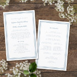 Dusty Blue Wedding Script Modern Ceremony Program<br><div class="desc">Elegant, minimalist dusty blue & white wedding ceremony program features a simple modern design with a double framed border in dusty blue on a crisp white background. Traditional, classic wording provides timeless sophistication. Personalize wedding ceremony details for your guests in trendy dusty blue calligraphy lettering and script. The back of...</div>