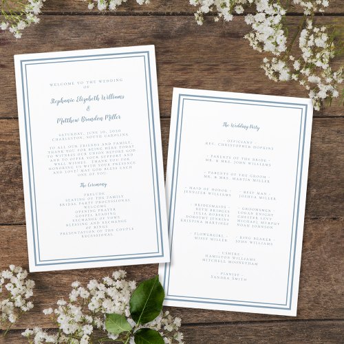 Dusty Blue Wedding Script Modern Ceremony Program